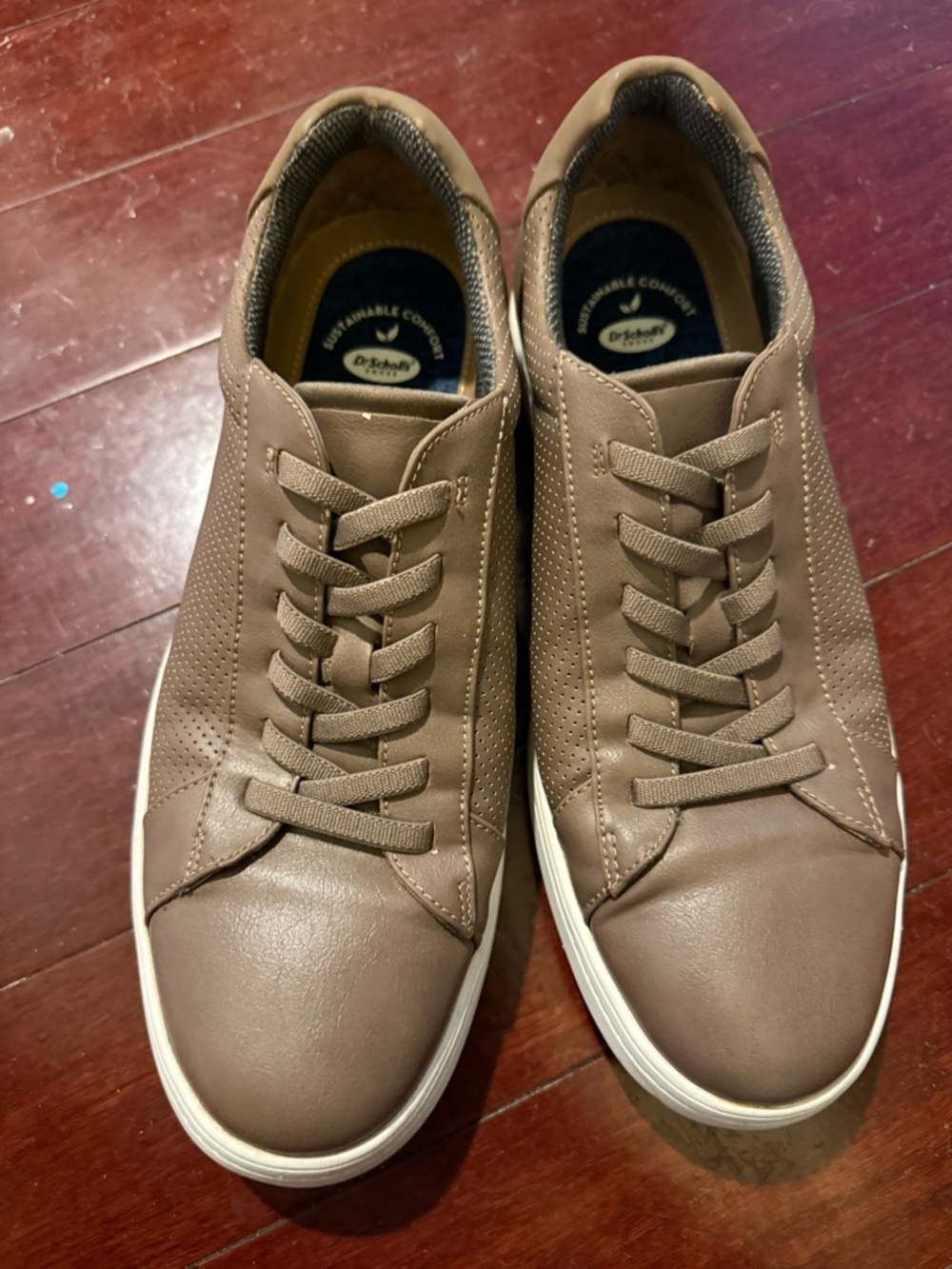Dr. Scholl's Men's Taupe Leather Lace-Up Sneakers